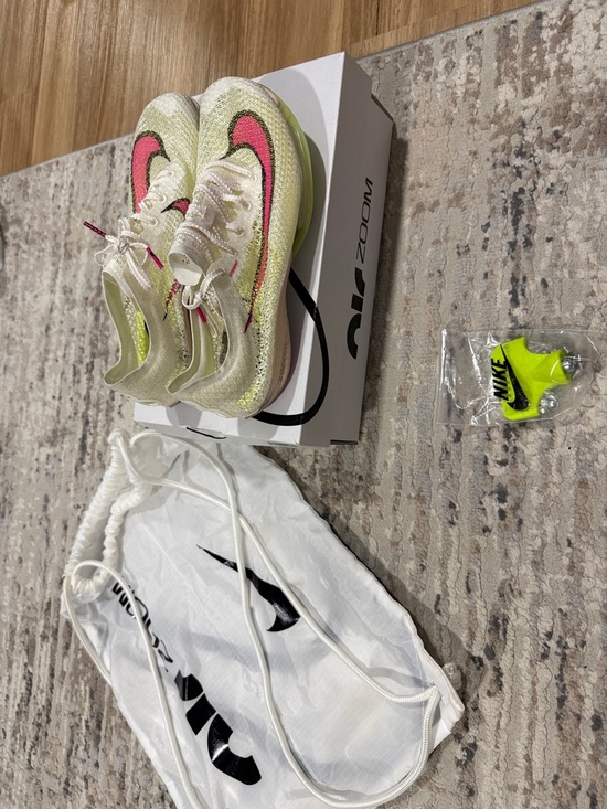 Nike Shoes - Nike track Shoes - Neon Yellow with Pink Swoosh